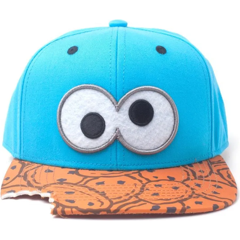 blaue-und-braune-flatcap-snapback-krumelmonster-cookie-bite-sesamstrasse-von-difuzed