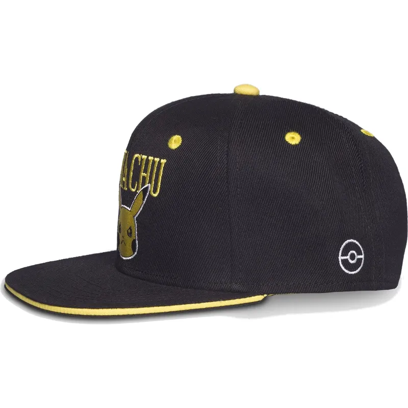 schwarze-und-gelbe-snapback-flatcap-pikachu-angry-pokemon-von-difuzed