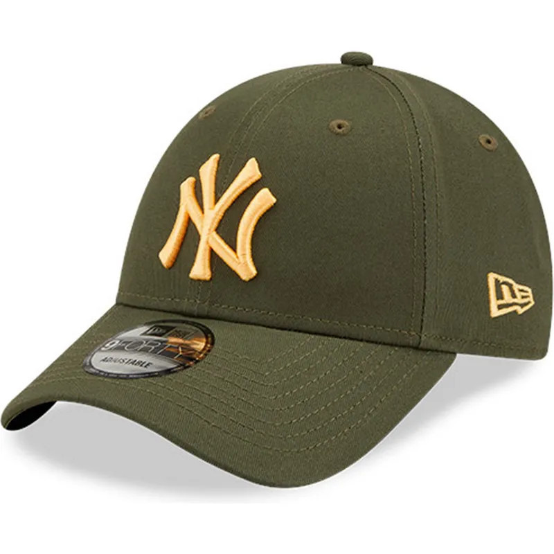 mutzen-gebogen-grun-verstellbares-band-9forty-league-essential-der-new-york-yankees-mlb-von-new-era