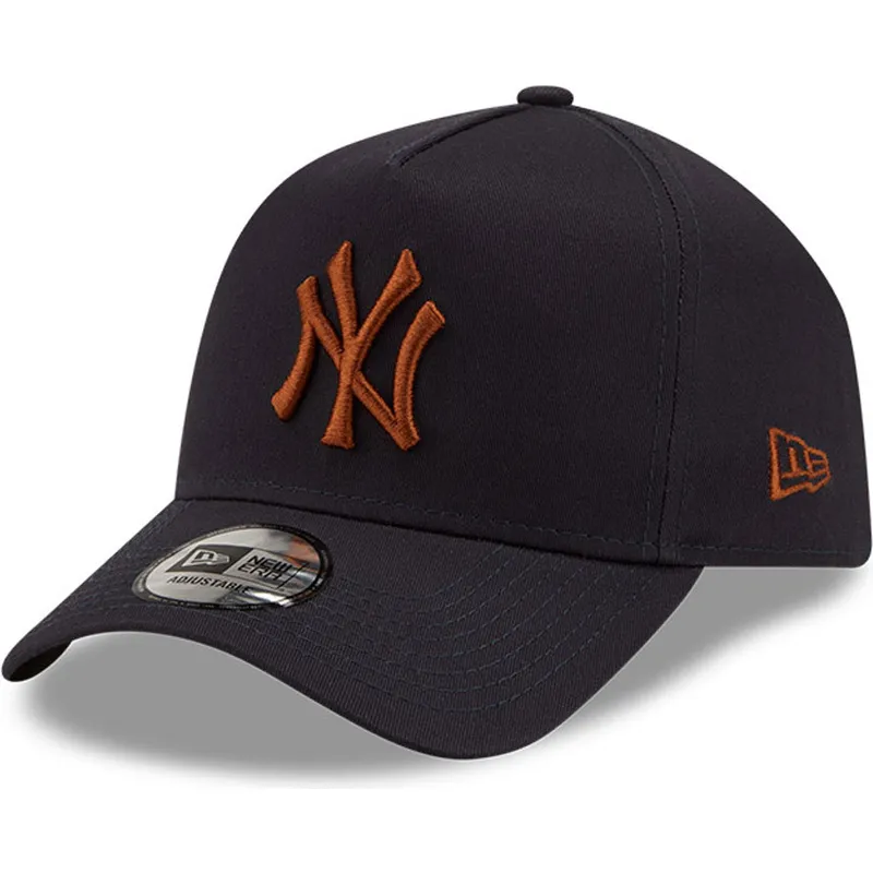 mutzen-gebogen-marineblau-snapback-marron-9forty-e-frame-der-new-york-yankees-mlb-von-new-era