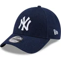 mutzen-gebogen-marineblau-verstellbares-band-9forty-denim-der-new-york-yankees-mlb-von-new-era