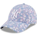 mutzen-gebogen-blau-verstellbares-band-rosa-9forty-floral-der-new-york-yankees-mlb-von-new-era