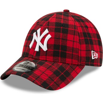 New Era Curved Brim 9FORTY Check New York Yankees MLB Red Adjustable Cap