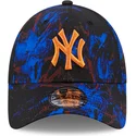 new-era-curved-brim-orange-logo-9forty-ray-scape-new-york-yankees-mlb-blue-adjustable-cap