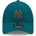 new-era-mlb-new-york-yankees-9forty-pop-outline-verstellbare-blaue-kappe-mit-gebogenem-schirm-und-blau-orangem-logo