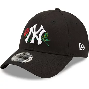 New Era Curved Brim 9FORTY Rose New York Yankees MLB Black Adjustable Cap