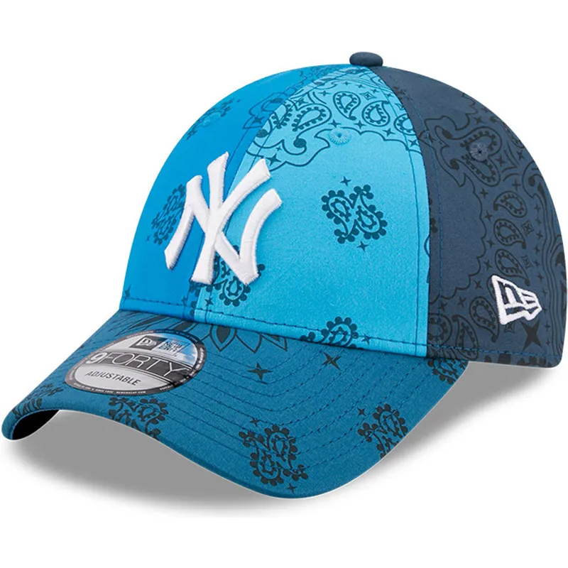 mutzen-gebogen-blau-verstellbares-band-9forty-paisley-print-der-new-york-yankees-mlb-von-new-era mutzen-gebogen-blau-verstellbares-band-9forty-paisley-print-der-new-york-yankees-mlb-von-new-era