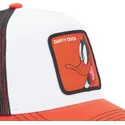 trucker-cap-weiss-schwarz-und-rot-duffy-duck-loo5-daf1-looney-tunes-von-capslab