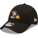 verstellbare-schwarze-curved-cap-9forty-character-sports-tasmanischer-teufel-looney-tunes-von-new-era