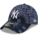 mutzen-gebogen-marineblau-verstellbares-band-9forty-paisley-print-der-new-york-yankees-mlb-von-new-era