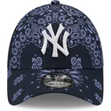 mutzen-gebogen-marineblau-verstellbares-band-9forty-paisley-print-der-new-york-yankees-mlb-von-new-era