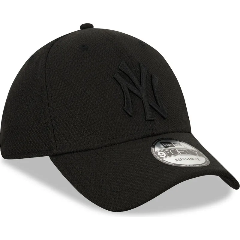 schwarze-gebogene-verstellbare-kappe-mit-schwarzem-logo-39thirty-diamond-era-von-new-york-yankees-mlb-von-new-era