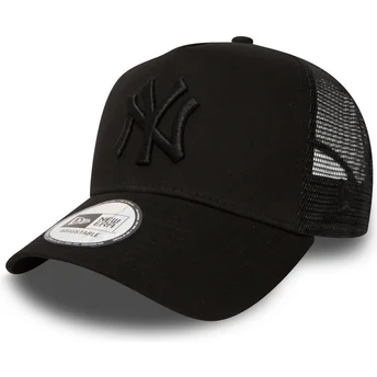 Schwarze Trucker-Cap für Kinder mit schwarzem A Frame Clean Logo der New York Yankees MLB von New Era