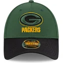 grune-und-schwarze-gebogene-snapback-kappe-9forty-stretch-snap-sideline-road-der-green-bay-packers-nfl-von-new-era