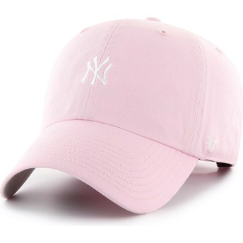 47 Brand Curved Brim Clean Up Base Runner New York Yankees MLB Pink Adjustable Cap