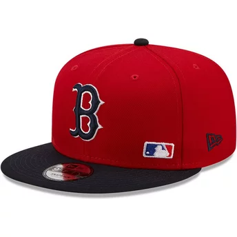 New Era Flat Brim 9FIFTY Team Arch Boston Red Sox MLB Red and Navy Blue Snapback Cap