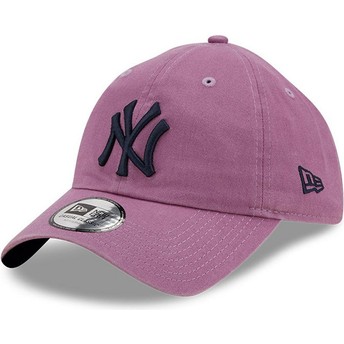 New Era Curved Brim Black Logo 9TWENTY Essential Casual Classic New York Yankees MLB Purple Adjustable Cap