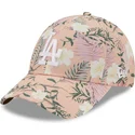 mutzen-gebogen-rosa-verstellbares-band-9forty-floral-der-los-angeles-dodgers-mlb-von-new-era