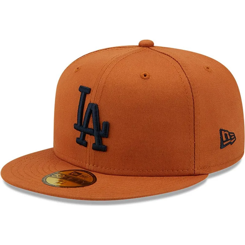 mutzen-flach-braun-angepasst-59fifty-league-essential-der-los-angeles-dodgers-mlb-von-new-era