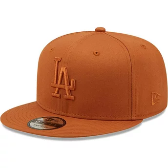 New Era Flat Brim Brown Logo 9FIFTY League Essential Los Angeles Dodgers MLB Brown Snapback Cap