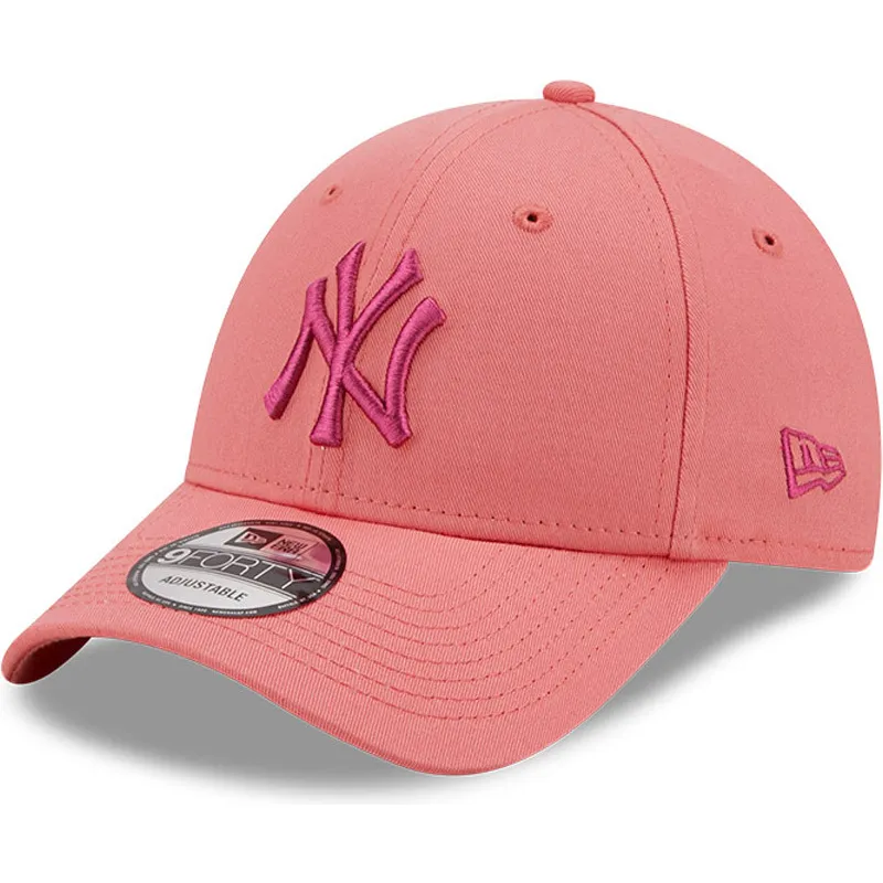 mutzen-gebogen-rosa-verstellbares-band-9forty-league-essential-der-new-york-yankees-mlb-von-new-era