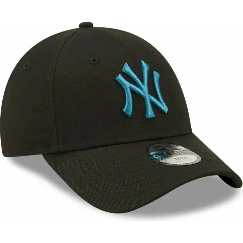 mutzen-gebogen-schwarz-verstellbares-band-fur-kinder-9forty-league-essential-der-new-york-yankees-mlb-von-new-era