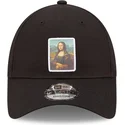 schwarze-verstellbare-9forty-kappe-mit-gebogenem-schirm-patch-mona-lisa-le-louvre-von-new-era