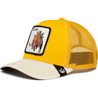 goorin-bros-trucker-cap-gelb-und-weiss-dinosaurier-stegosaurus-defense-roofed-lizard-the-farm