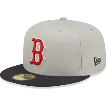 graue-und-schwarze-anliegende-flatcap-59fifty-world-series-der-boston-red-sox-mlb-von-new-era