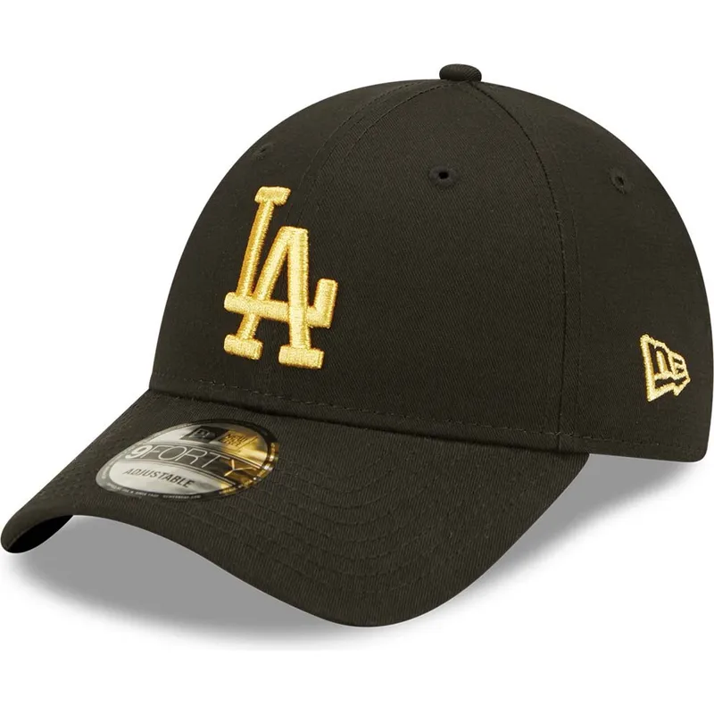 mutzen-gebogen-schwarz-verstellbares-band-dorado-9forty-metallic-der-los-angeles-dodgers-mlb-von-new-era