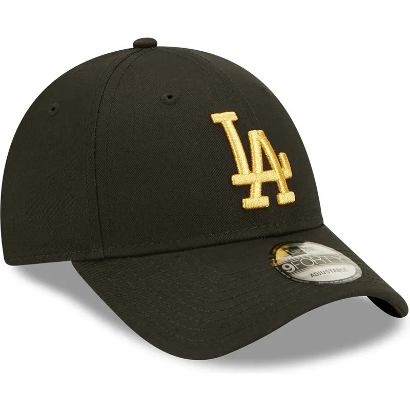 mutzen-gebogen-schwarz-verstellbares-band-dorado-9forty-metallic-der-los-angeles-dodgers-mlb-von-new-era
