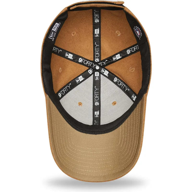 mutzen-gebogen-braun-verstellbares-band-9forty-the-league-melton-wool-der-new-york-yankees-mlb-von-new-era