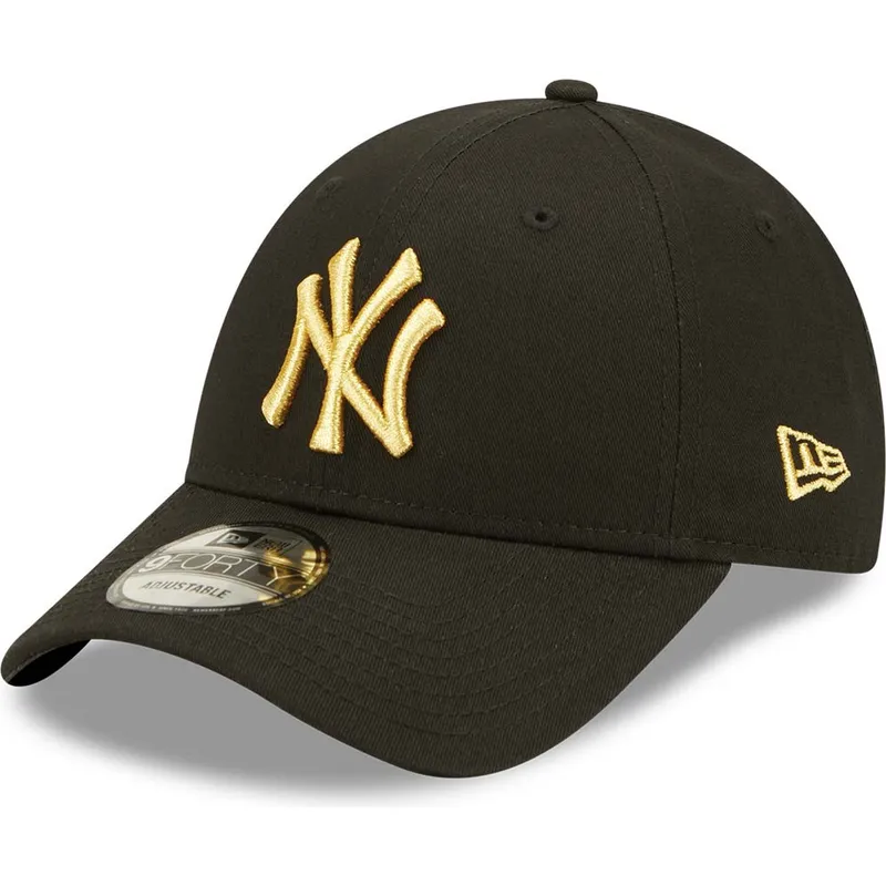mutzen-gebogen-schwarz-verstellbares-band-dorado-9forty-metallic-der-new-york-yankees-mlb-von-new-era