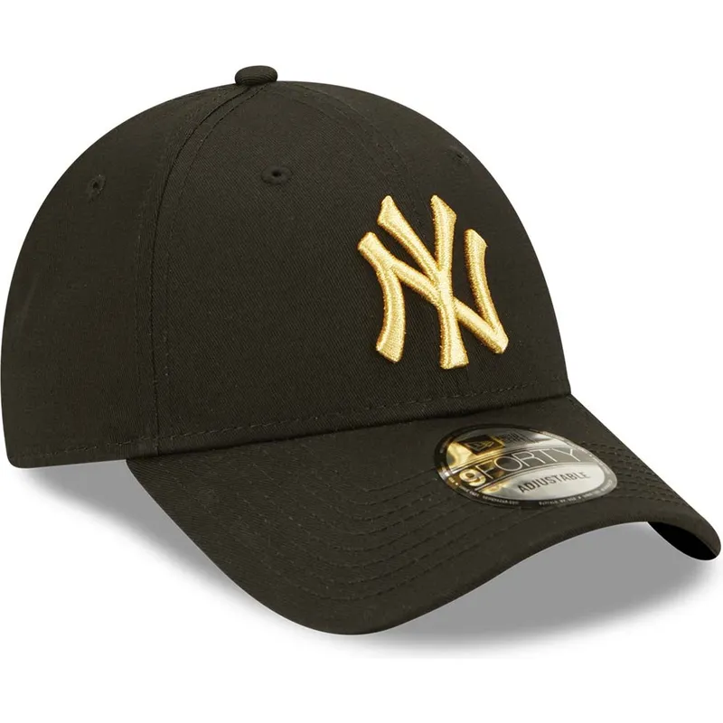 mutzen-gebogen-schwarz-verstellbares-band-dorado-9forty-metallic-der-new-york-yankees-mlb-von-new-era