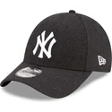 verstellbare-schwarze-9forty-the-league-melton-wool-kappe-der-new-york-yankees-mlb-von-new-era