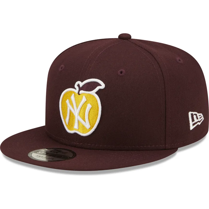 mutzen-flach-rot-snapback-granate-9fifty-ny-apple-der-new-york-yankees-mlb-von-new-era