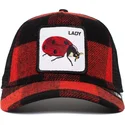 rote-und-schwarze-trucker-kappe-marienkafer-lady-plaidy-bug-the-farm-von-goorin-bros