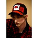 rote-und-schwarze-trucker-kappe-marienkafer-lady-plaidy-bug-the-farm-von-goorin-bros