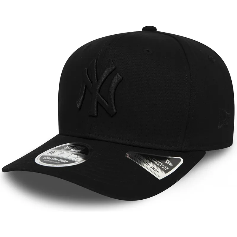 schwarze-gebogene-snapback-kappe-mit-schwarzem-logo-9fifty-tonal-stretch-snap-der-new-york-yankees-mlb-von-new-era