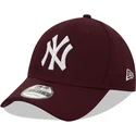 mutzen-gebogen-rot-verstellbares-band-granate-9forty-diamond-era-der-new-york-yankees-mlb-von-new-era