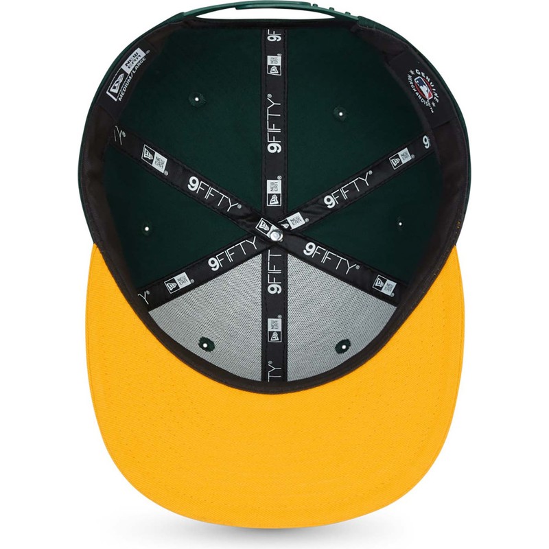 new-era-flat-brim-9fifty-essential-oakland-athletics-mlb-green-and-yellow-snapback-cap