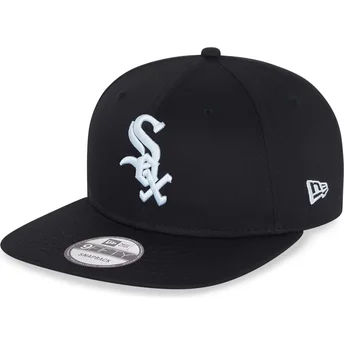 schwarze-flache-9fifty-essential-snapback-cap-der-chicago-white-sox-mlb-von-new-era