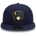marineblaue-anliegende-59fifty-authentic-on-field-flat-cap-der-milwaukee-brewers-mlb-von-new-era
