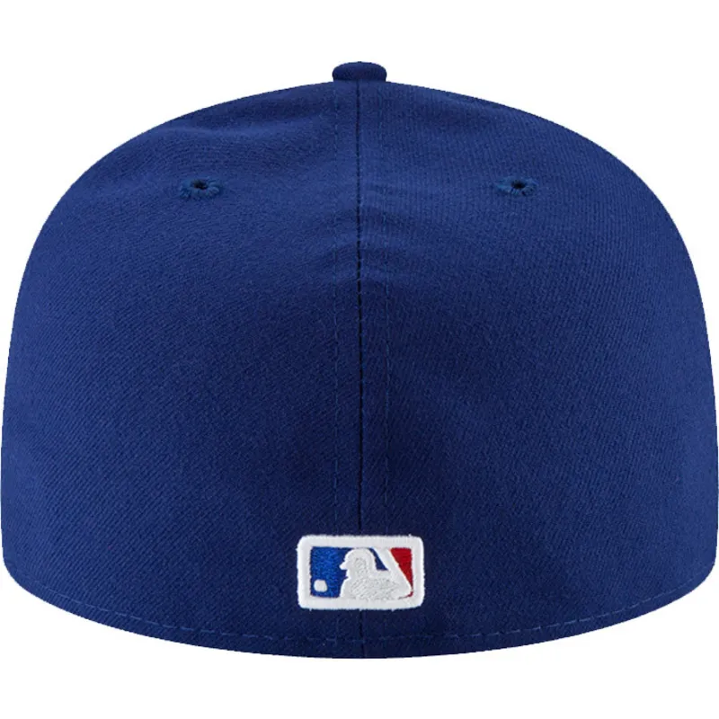 flache-blaue-angepasste-59fifty-authentic-on-field-kappe-der-texas-rangers-mlb-von-new-era