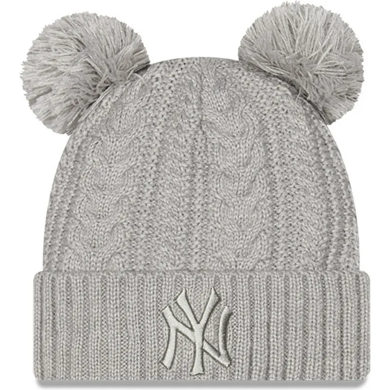 mutzen-pompon-grau-cuff-double-der-new-york-yankees-mlb-von-new-era