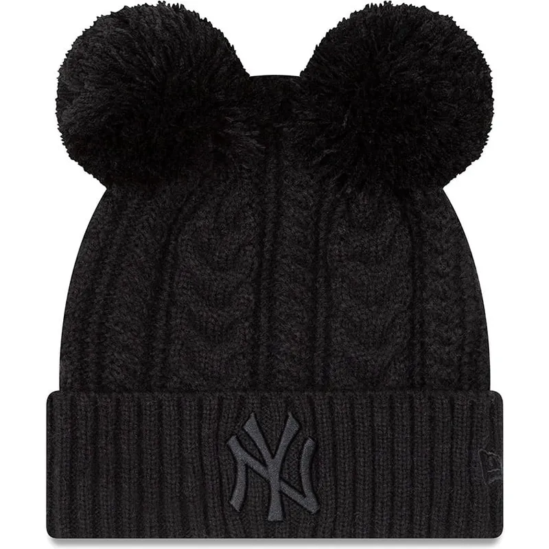 mutzen-pompon-schwarz-cuff-double-der-new-york-yankees-mlb-von-new-era