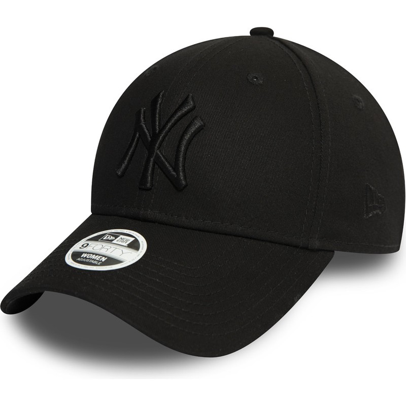 new-era-curved-brim-women-black-logo-9forty-essential-new-york-yankees-mlb-black-adjustable-cap