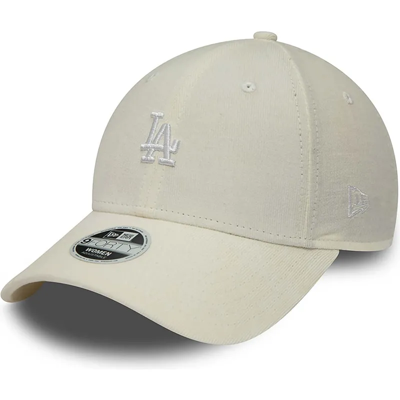 mutzen-gebogen-beige-verstellbares-band-9forty-cord-mini-der-los-angeles-dodgers-mlb-von-new-era
