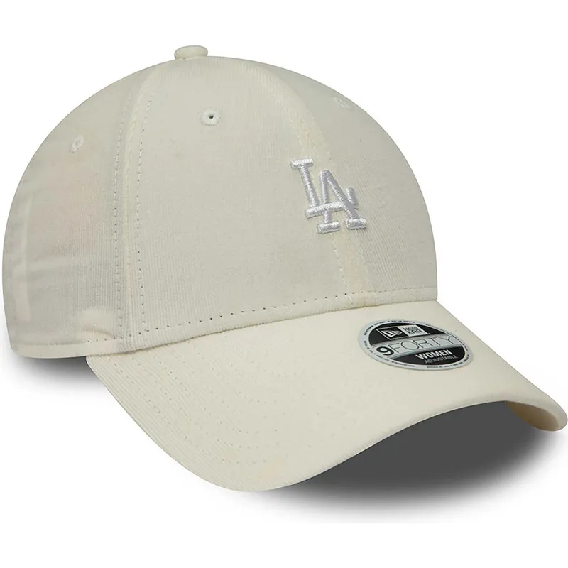 mutzen-gebogen-beige-verstellbares-band-9forty-cord-mini-der-los-angeles-dodgers-mlb-von-new-era