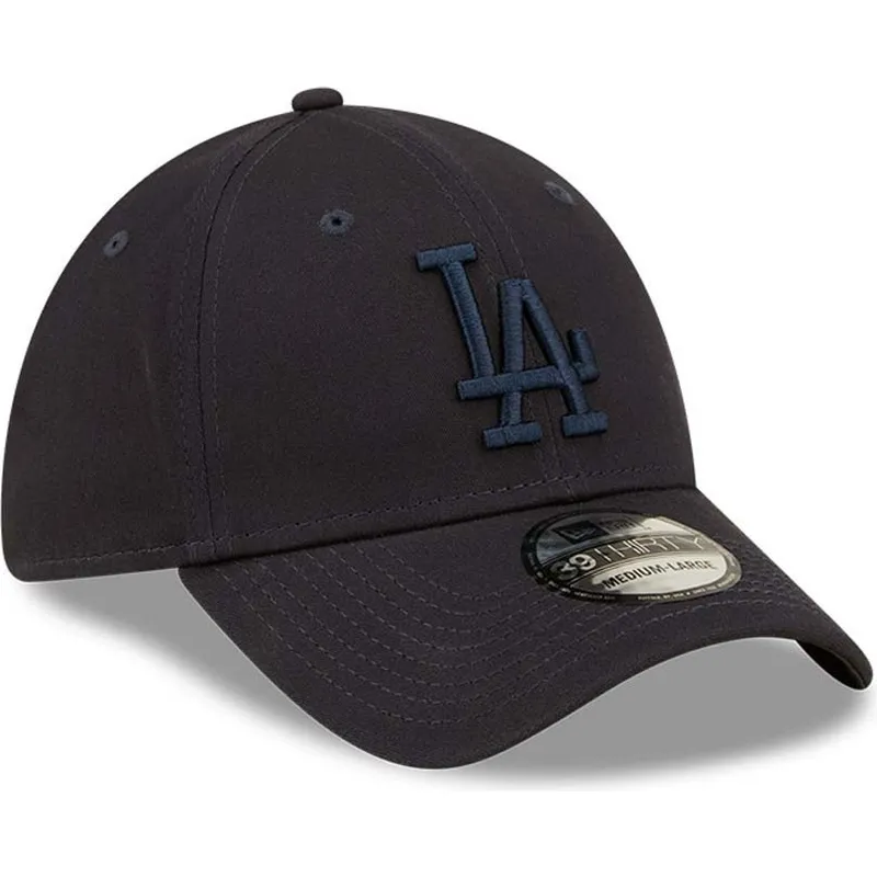 marineblaue-gebogene-verstellbare-kappe-mit-marineblauen-logo-39thirty-league-essential-der-los-angeles-dodgers-mlb-von-new-era
